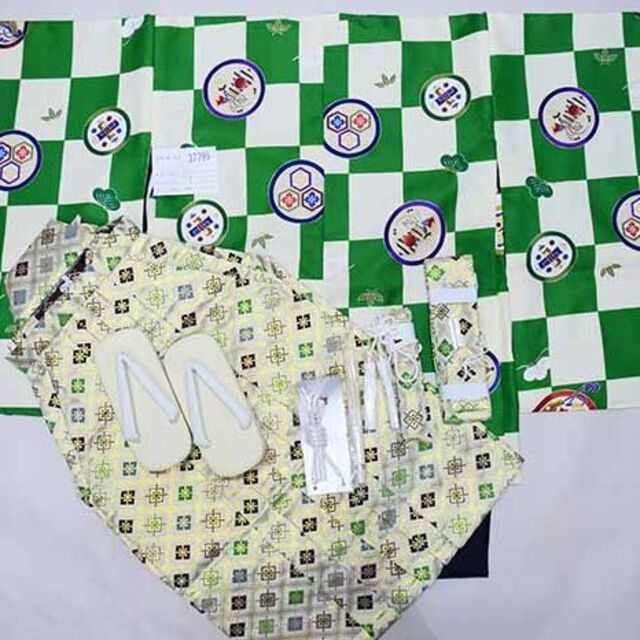 七五三 五歳 男児 羽織袴フルセット 緑地×白 袴変更可 NO37795の通販