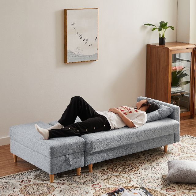 ソファソファーベッドカウチソファ3人掛けオットマン付き多機能ソファ