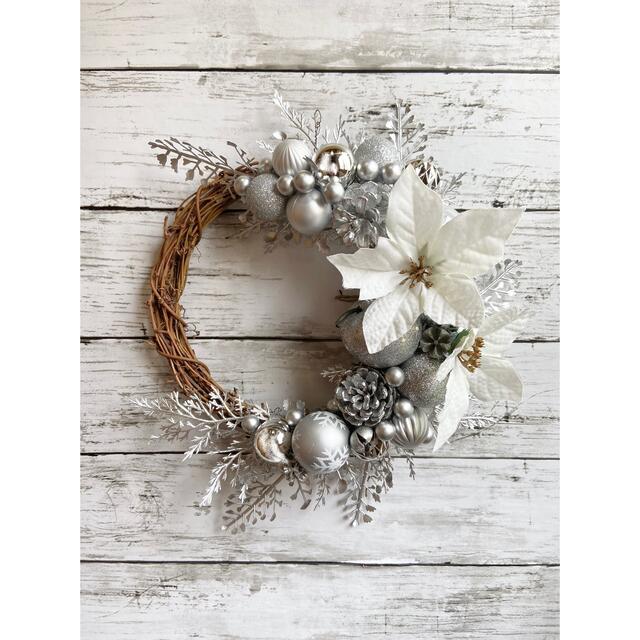 4-336クリスマスリース 大人クリスマス ポインセチア ホワイトの通販