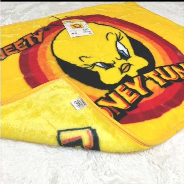 トゥイーティー ブランケット ひざ掛け 防寒 毛布 黄 ルーニー