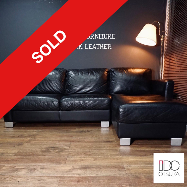 大塚家具 - 首都圏送¥0〜大塚家具40万本革コーナーカウチソファー黒