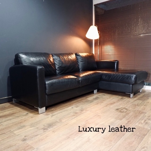 大塚家具 - 首都圏送¥0〜大塚家具40万本革コーナーカウチソファー黒