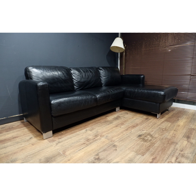 大塚家具 - 首都圏送¥0〜大塚家具40万本革コーナーカウチソファー黒