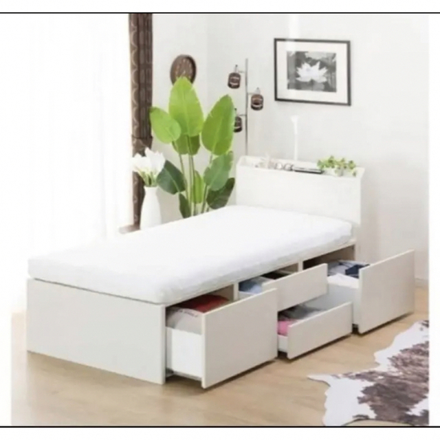 ニトリ - ニトリ シングルベッド シングルフレーム チェスト 収納 白の