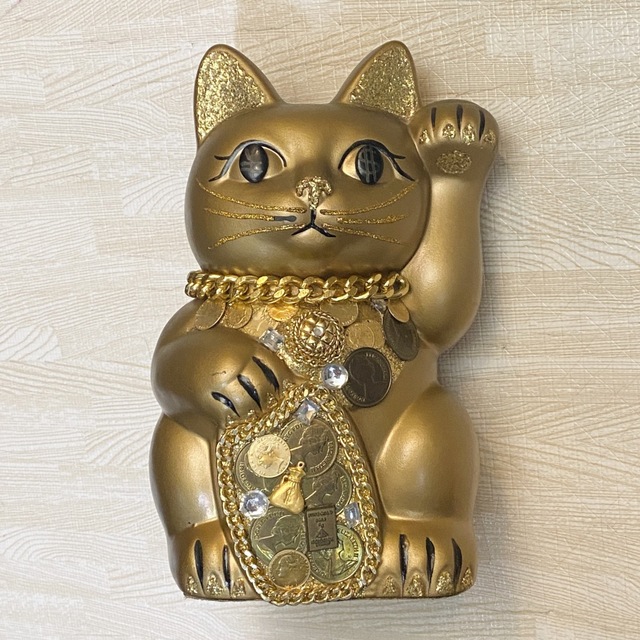 開運 まねきねこ ゴールド ラメ デコ キラキラ デコレーションの通販