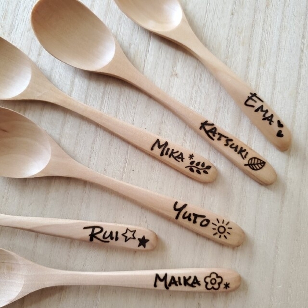 ウッドバーニング＊木製スプーン＊木のスプーン＊名前入りスプーン