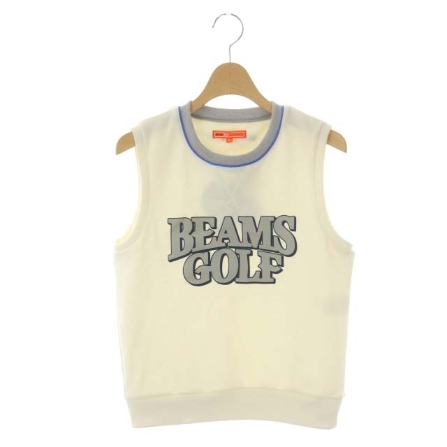 ビームスゴルフ ベスト ロゴ プルオーバー M アイボリー グレー ブルー