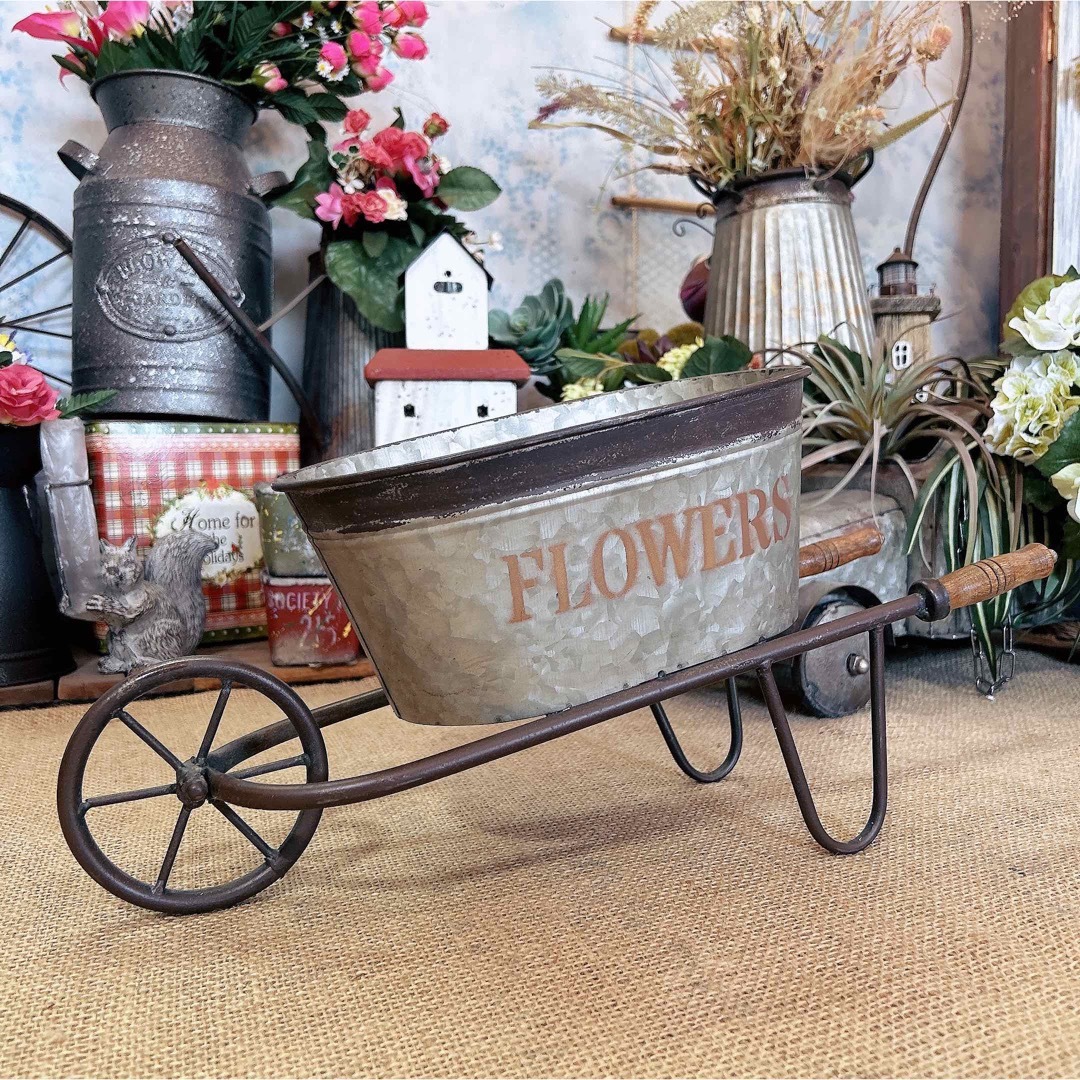 アンティークスタイル ガーデン オーナメント フラワーワゴン