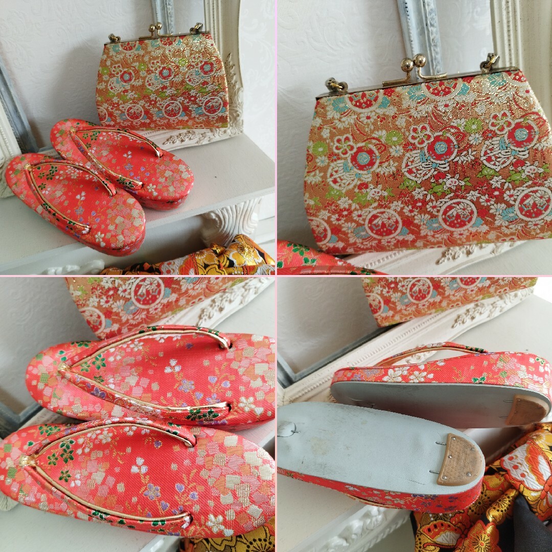 アンティークきれいなブルーの着物に黒金のだらり帯☆七五三フルセット