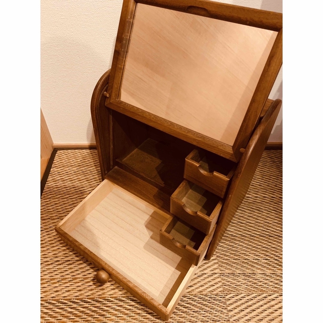 ☆ほぼ未使用☆ レトロ コスメボックス 蛇腹シャッター 木製 の通販 by