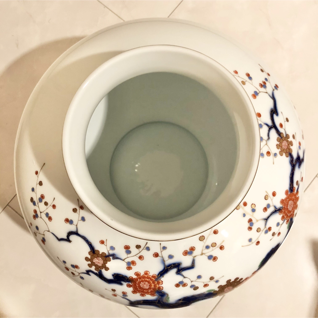 深川製磁 - #13 深川製磁 宮内庁御用達 梅牡丹 花瓶 有田焼窯元 大ぶり