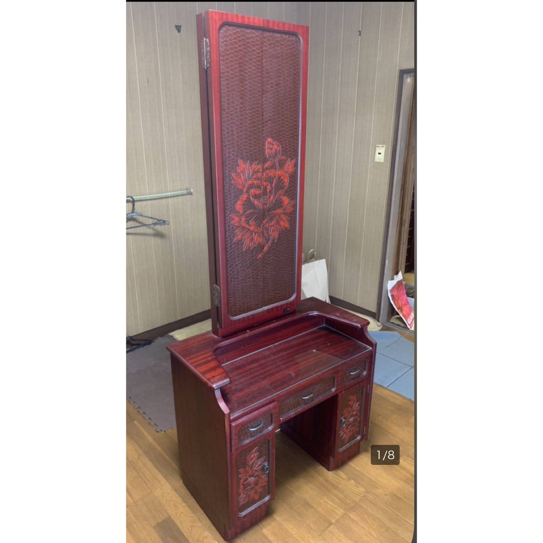 鎌倉彫 三面鏡ドレッサー 超お安くお買い得 昭和レトロの宝物 早い者