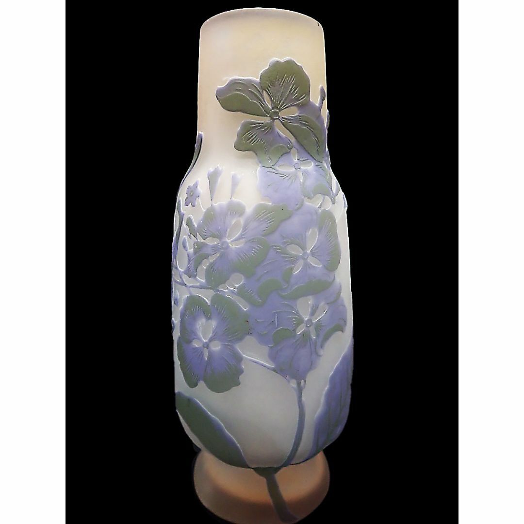 G424 エミール ガレ 花文様 花瓶 色硝子 花器 被せガラス アンティーク