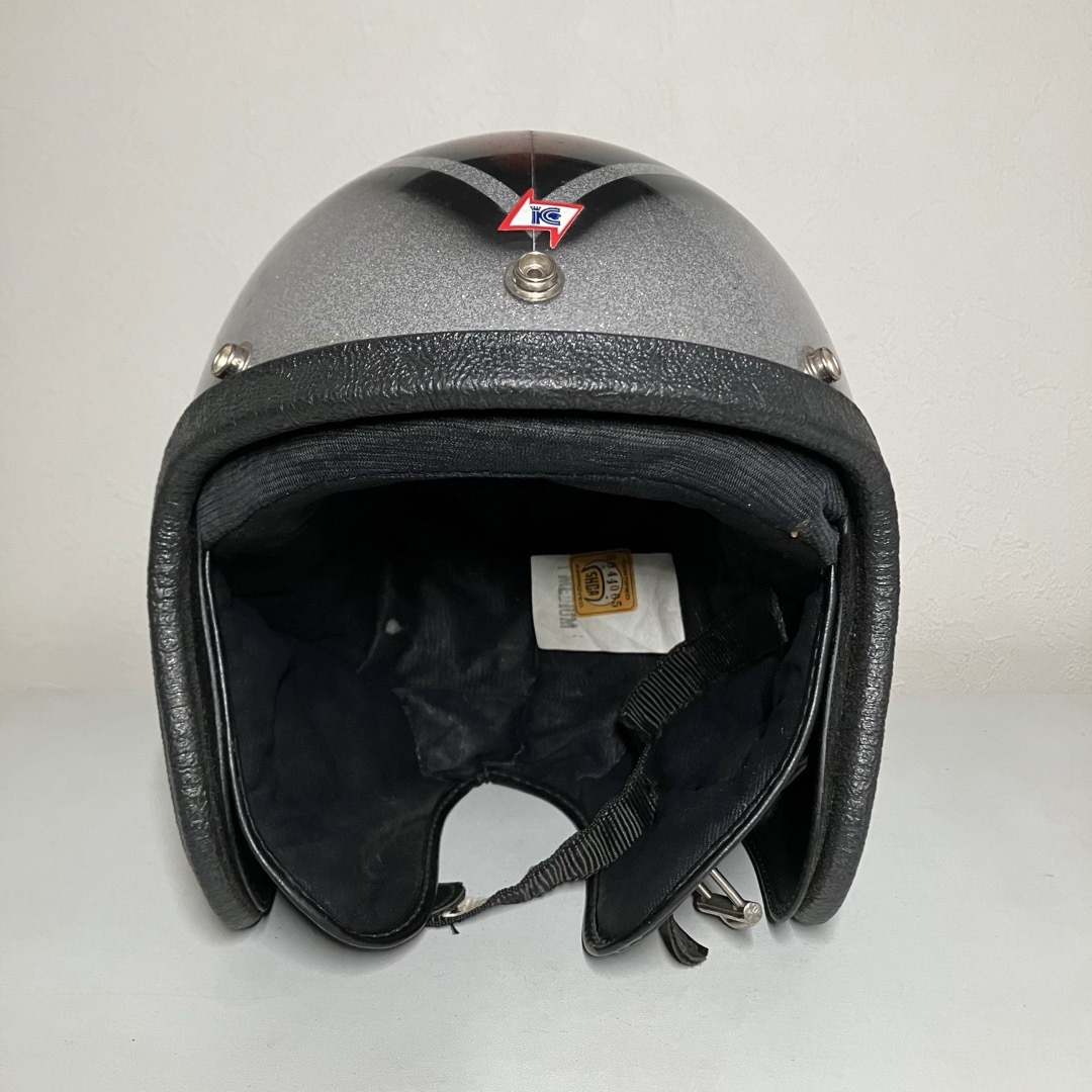 PREMIER ビンテージヘルメット ジェット 1974年製 銀 赤 ラメの通販 by