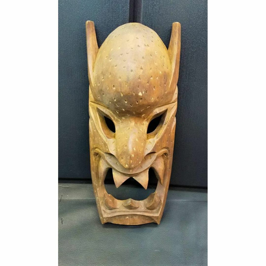 木彫 魔除け お面 約31cmフィリピン 民族工芸 東南アジア 彫刻 伝統