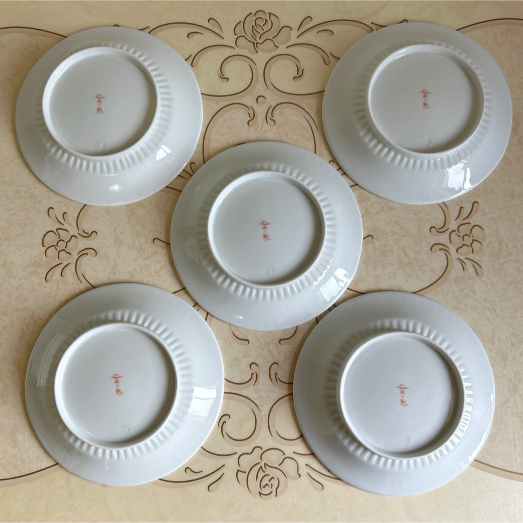 深川製磁 - 深川製磁 金襴草花 青磁 和皿揃え 5枚セット 中皿 金彩