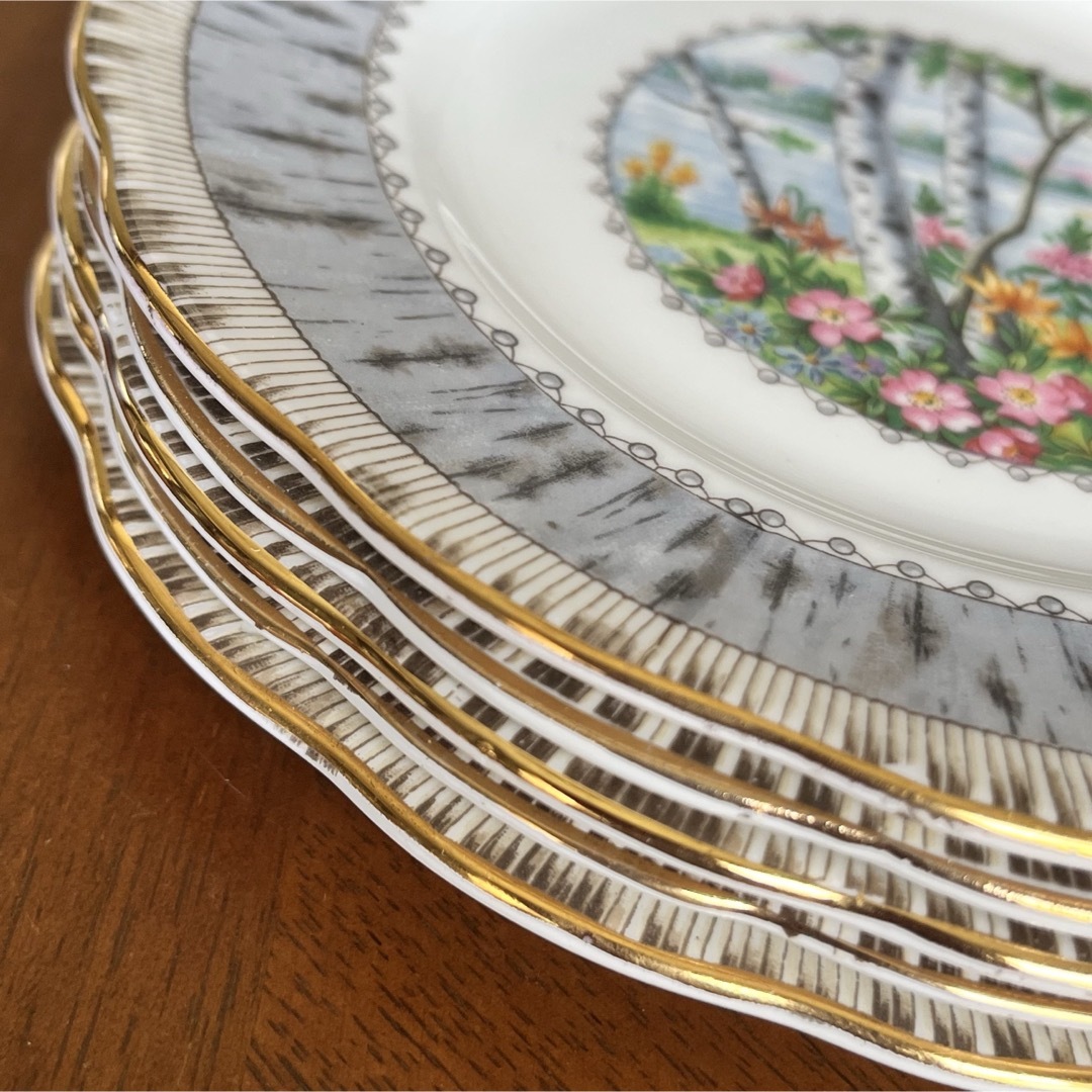 レア美品】ロイヤルアルバート☆シルバーバーチ☆ケーキ皿 5枚