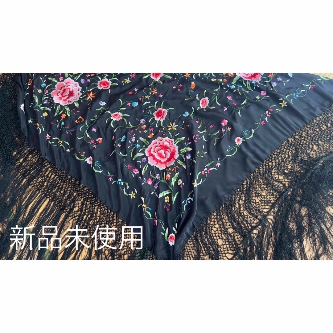 新品・未使用】フラメンコ マントンデマニラ シルク 刺繍 グリーン