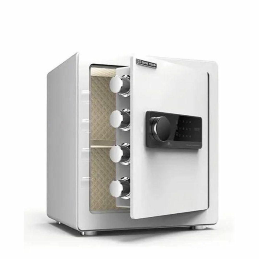 金庫 43L 白 電子テンキー式 鍵2本 振動警報 防犯 676