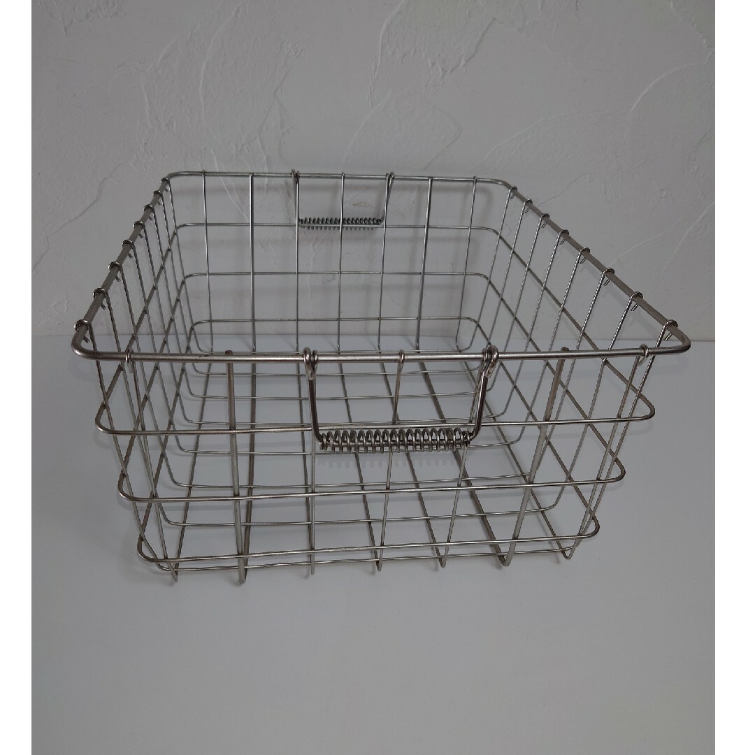 学校給食かご 食器入れ ステンレス アンティーク 昭和レトロ 籠