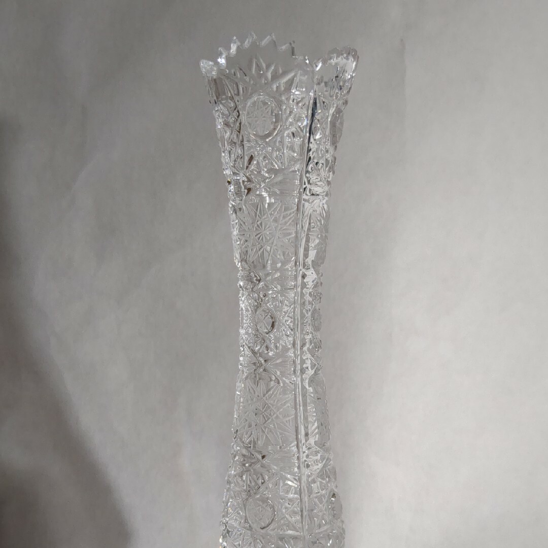 ボヘミアンガラス 500PK 一輪挿し クリア カットグラス 美品の通販 by