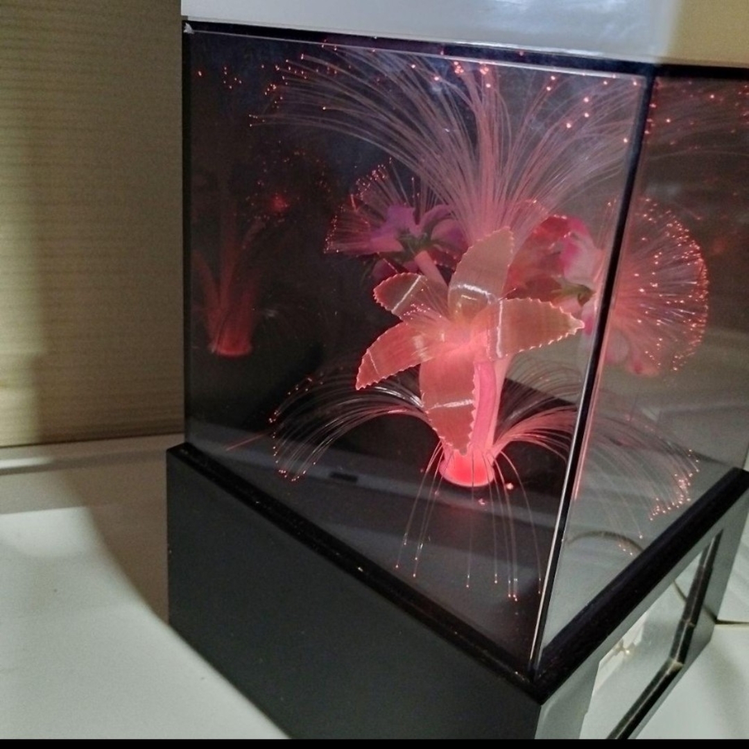 昭和レトロ】 電気スタンド＆時計 光ファイバーで色変幻自在に変化の