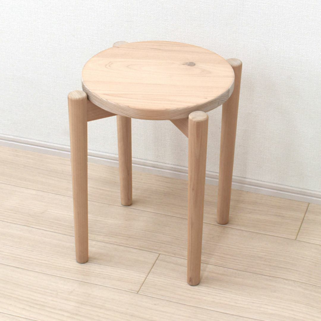 HPY ST HNK スツール ひのき国産 4脚（受注生産） ホワイト