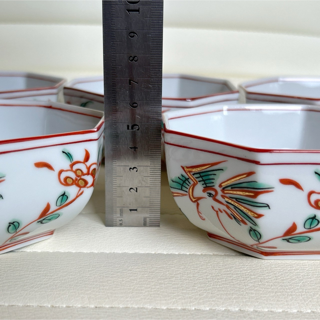 たち吉 - たち吉 赤絵花鳥 金彩 八角小鉢揃え 5枚セット 鳳凰 八角鉢