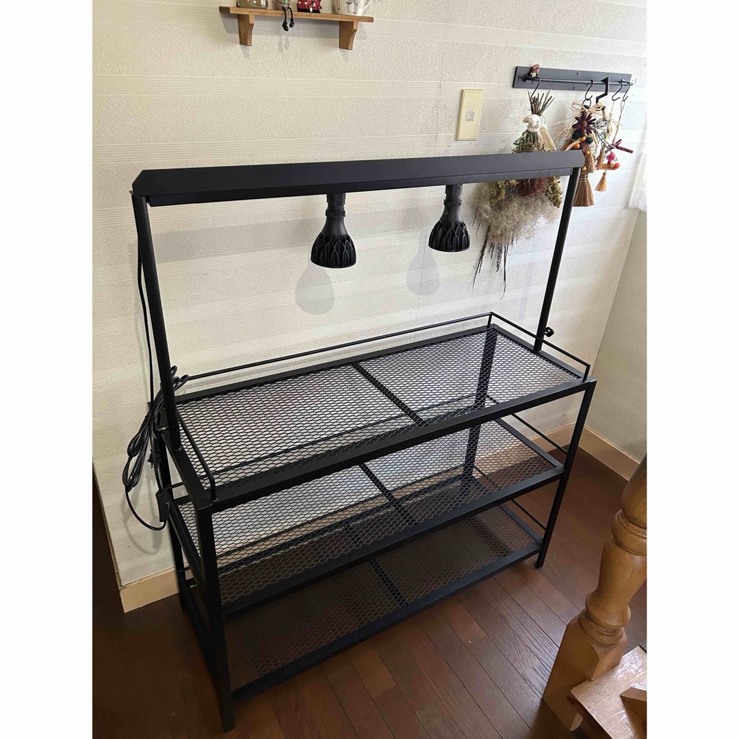 ☆送料込み☆アイアンシェルフ ライトレール付 植物棚 ボタニカル