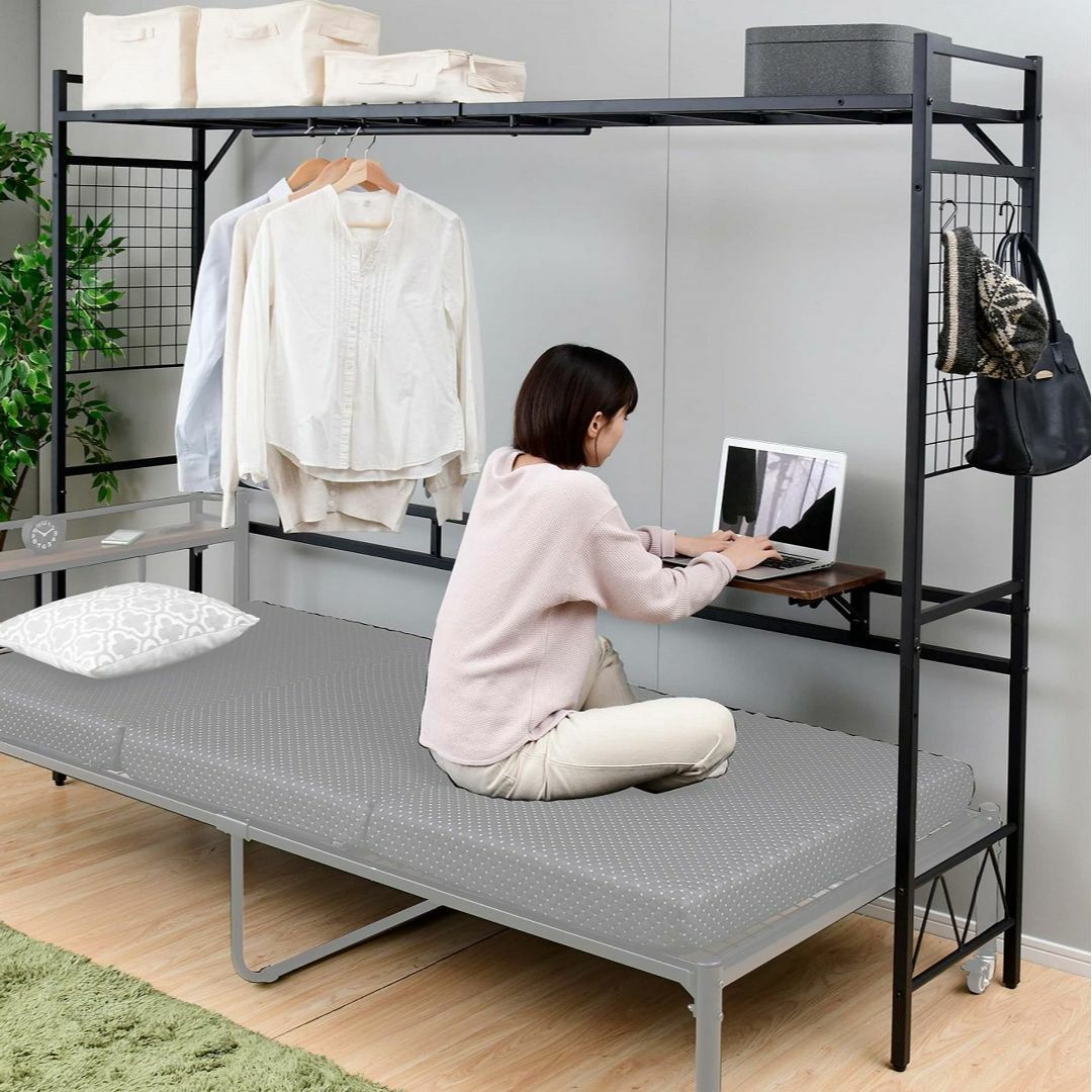 色:ブラック_パターン名:ラックのみ】[山善] ヘッドボード ベッド