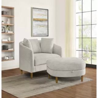 コストコ - Thomasville オットマン付きファブリックチェアー 1人用