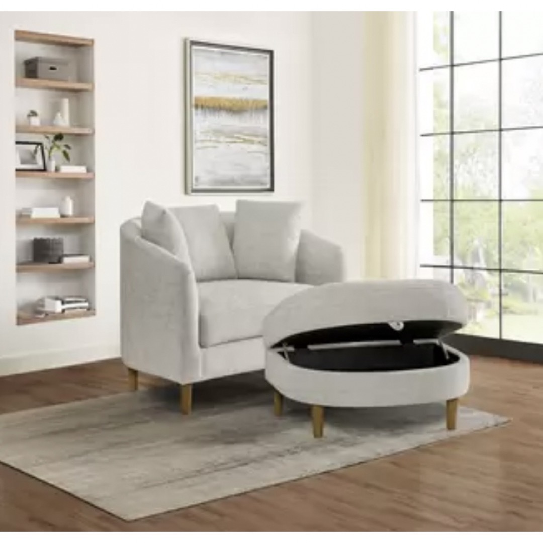 コストコ - Thomasville オットマン付きファブリックチェアー 1人用