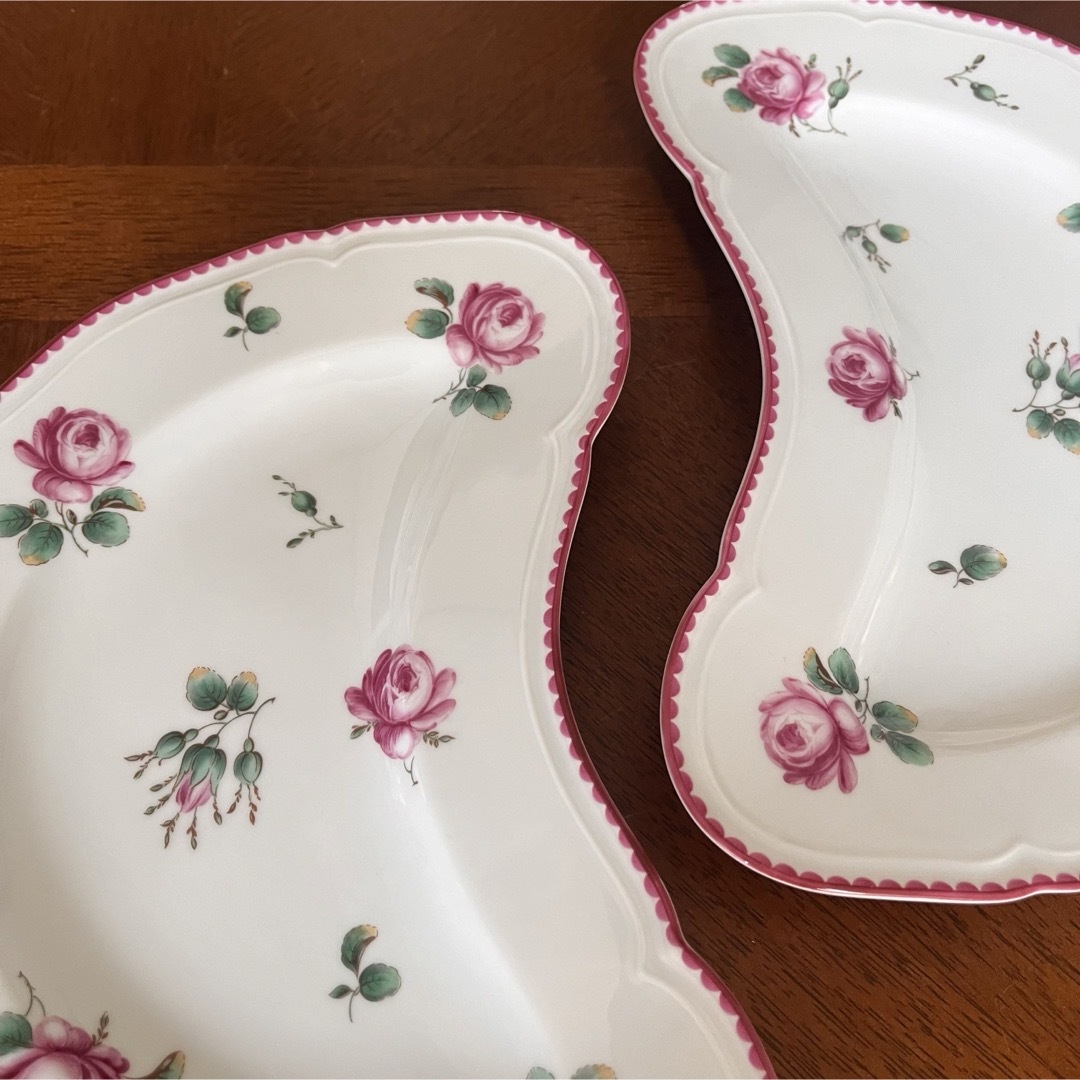 レア美品】リチャードジノリ☆アンティックローズ☆クレッセント 2枚