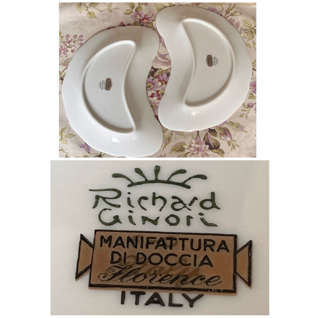 レア美品】リチャードジノリ☆アンティックローズ☆クレッセント 2枚