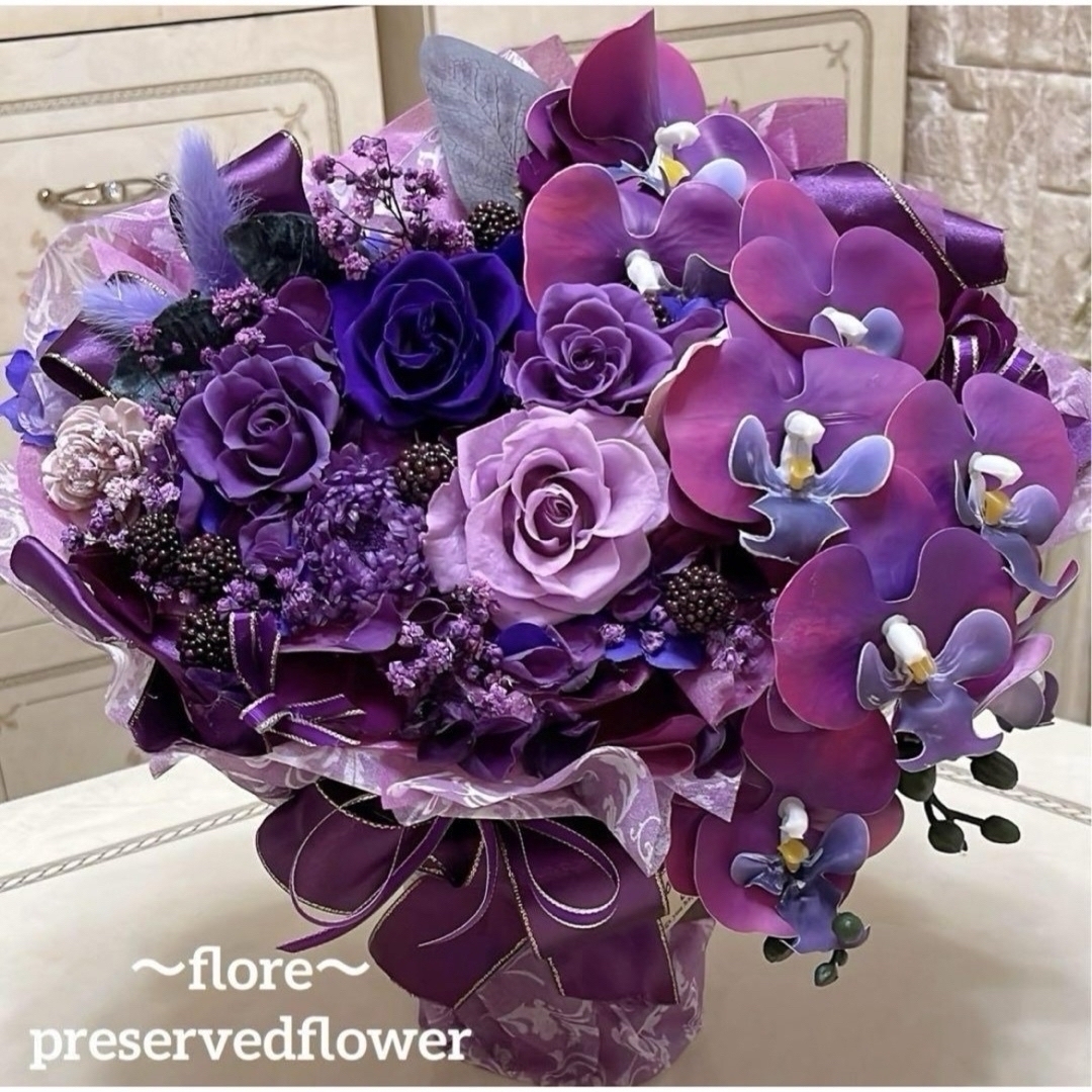 ✨特大✨4色のミックスバラプリザ＆胡蝶蘭（アーティフィシャル ✨特大