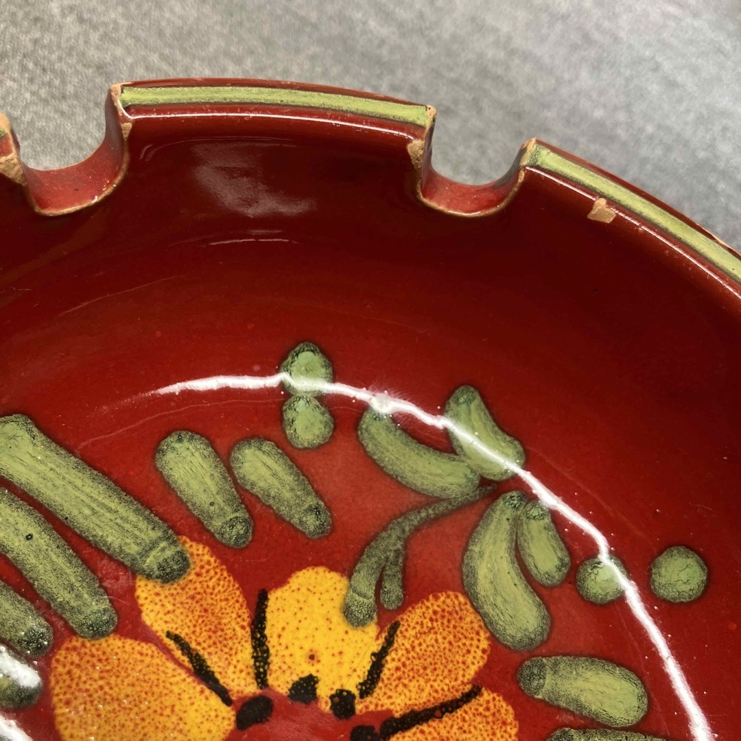 N①2443】イタリア製 花瓶と灰皿のセット 花瓶 灰皿 レッド レトロの