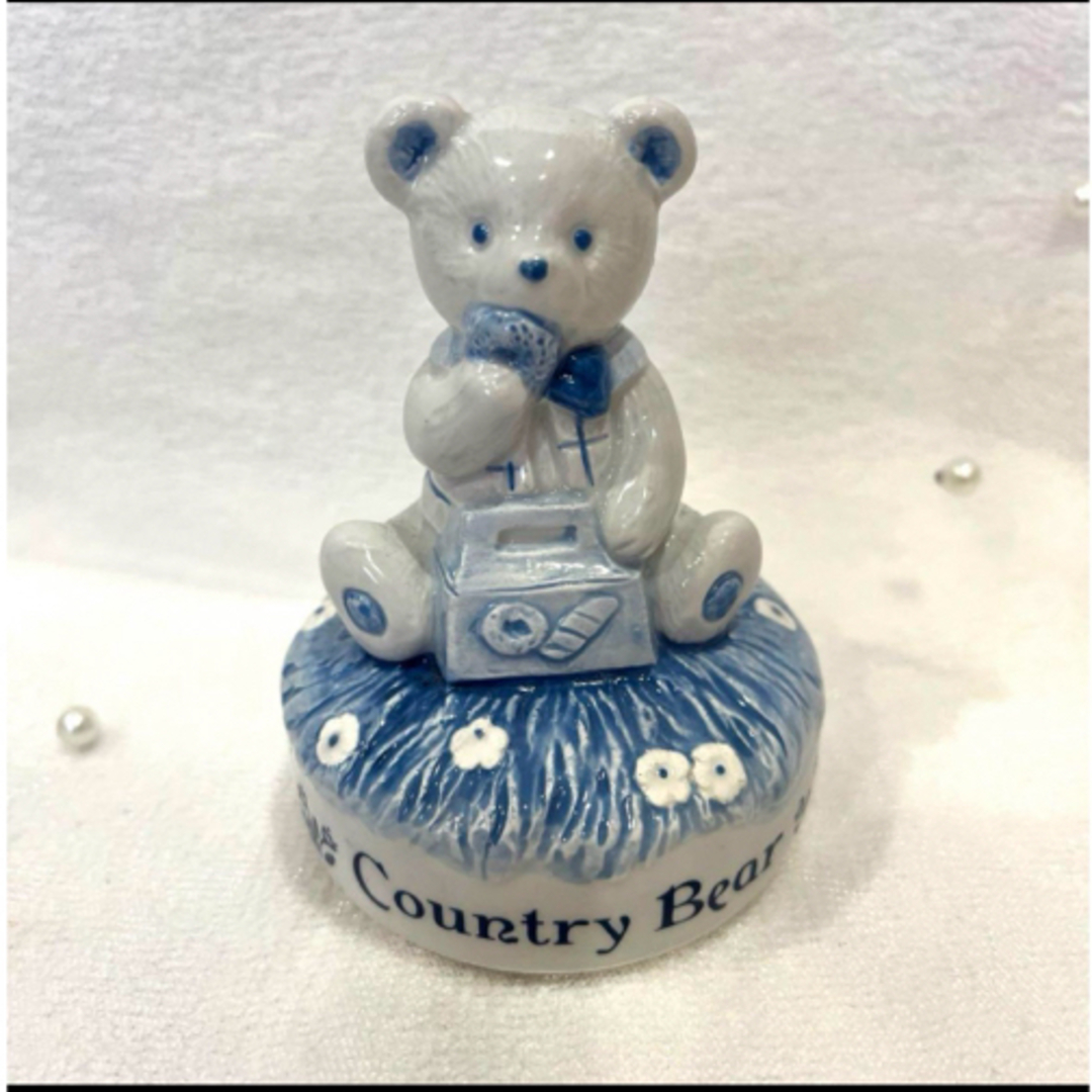 レトロ ドーナツ食べているくまさん オルゴール 陶器 置き物の通販 by