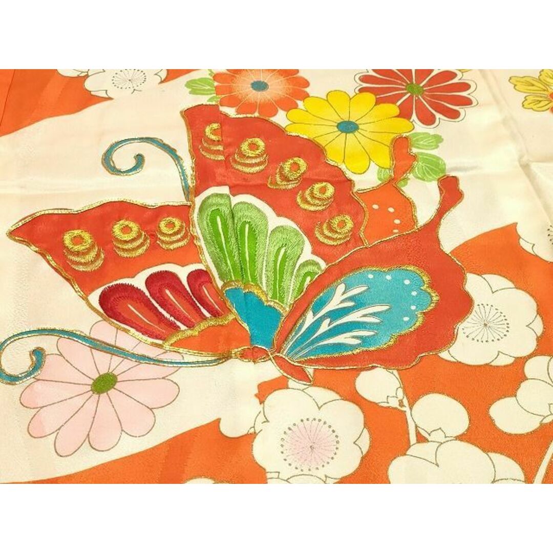 平和屋着物□七五三 女の子 7歳 祝着 駒刺繍 花蝶梅文 金彩 逸品