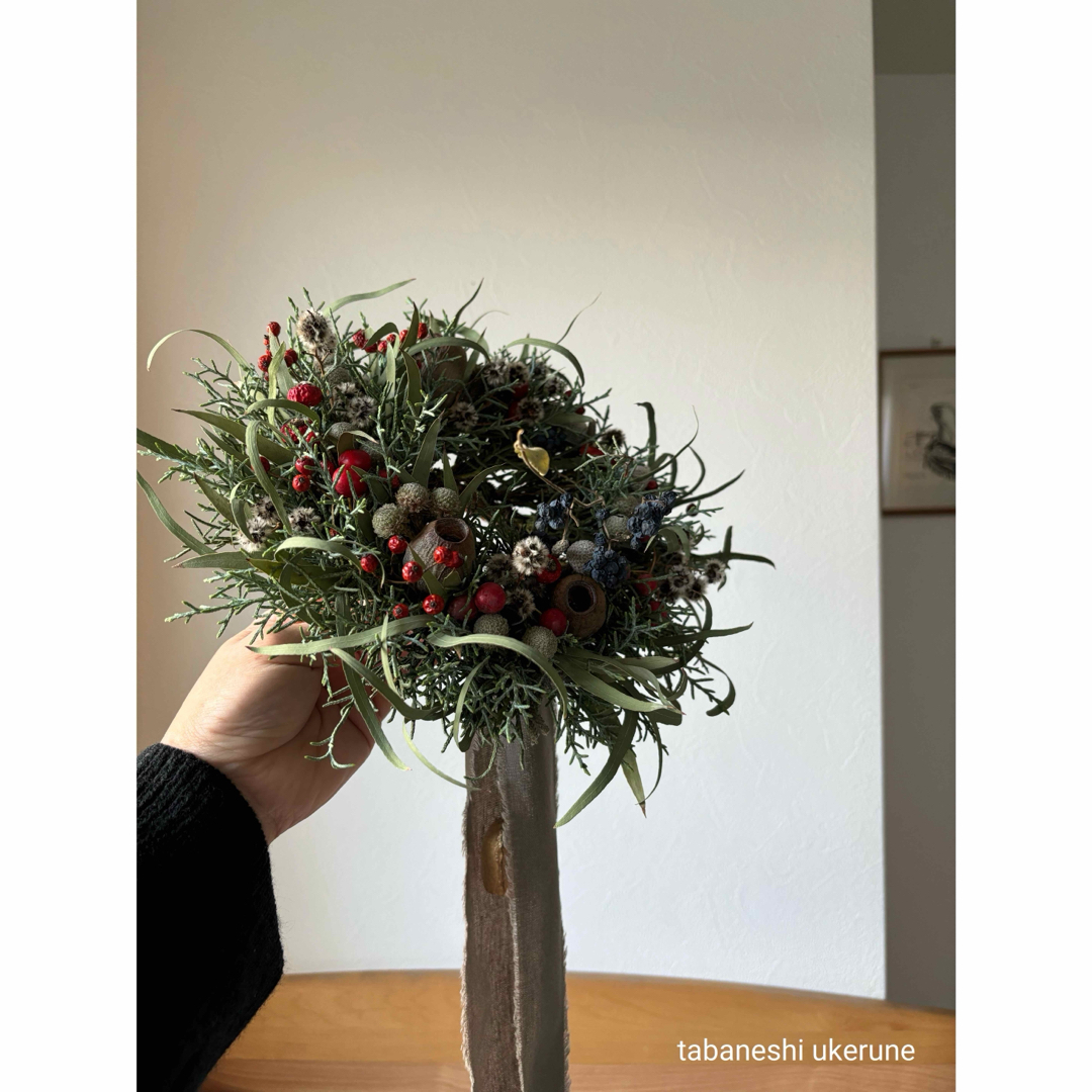 瀬戸内の山帰来と青葛藤を針葉樹と紡いだ 冬を愉しむ リース