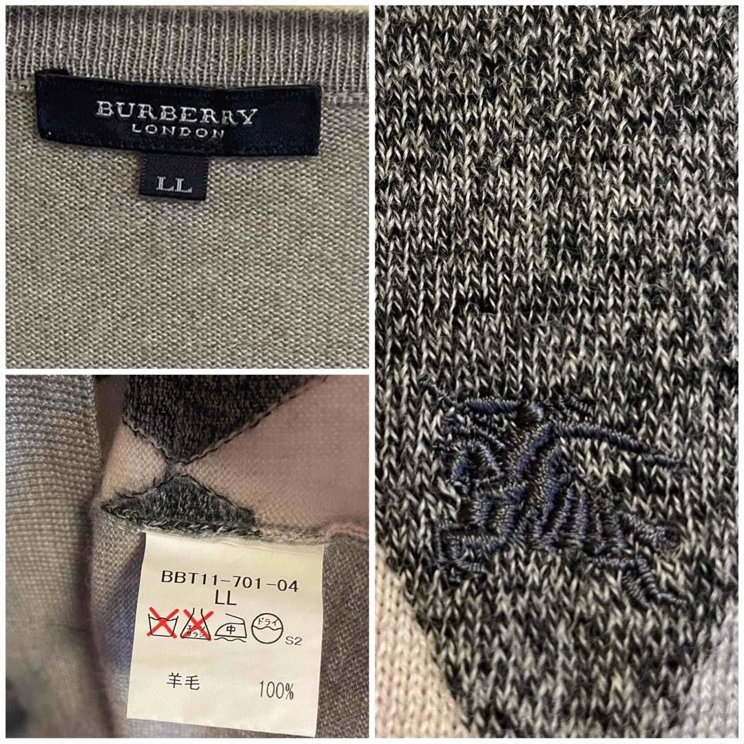 BURBERRY - 【BURBERRY LONDON】ウール100% ダイヤ柄 長袖ニットの通販