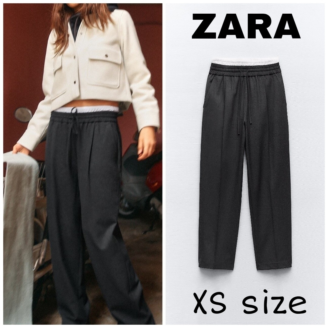 ZARA - ZARA WIDE-LEGパンツ ダブルウエストバンド XSサイズの通販 by
