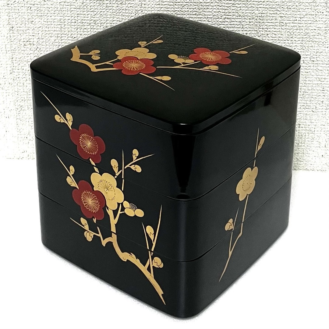 漆器 会津塗 三段 重箱 枝梅 雅匠 黒の通販 by k-mix's shop｜ラクマ