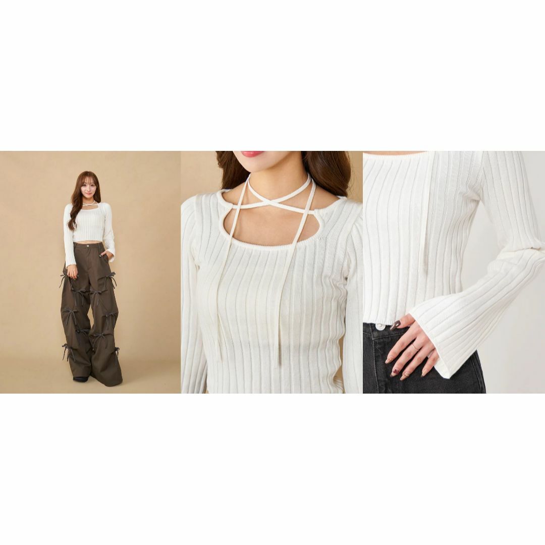 Darich - ダーリッチ darich クロスデザインニットトップス BLKの通販