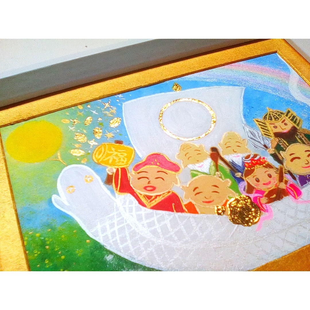 風水開運縁起物絵画＊白蛇舟七福神～波に乗って陸へ～福徳円満 金運