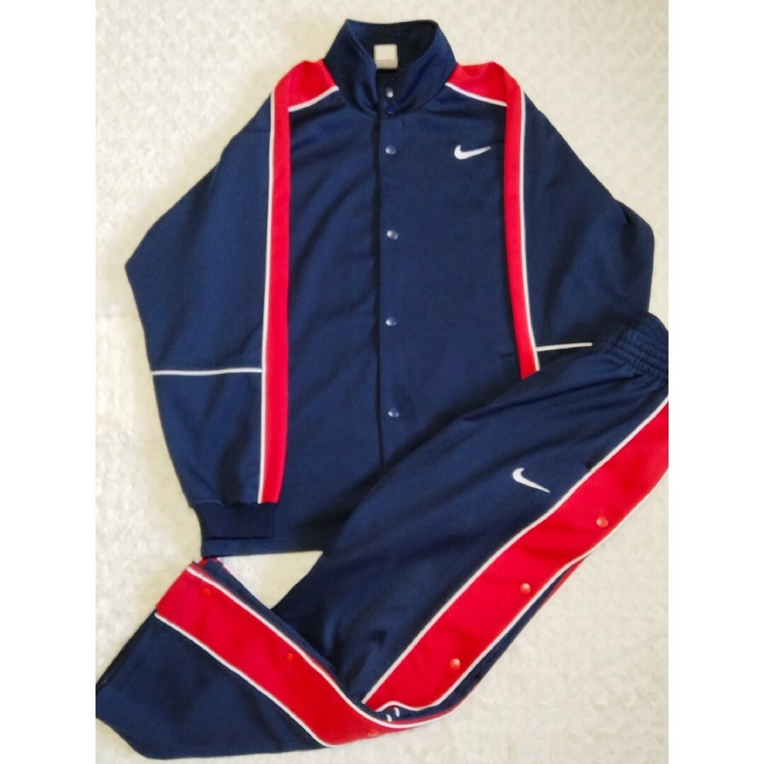 NIKE - 90s NIKE スナップボタン ジャージ セットアップ ネイビー L