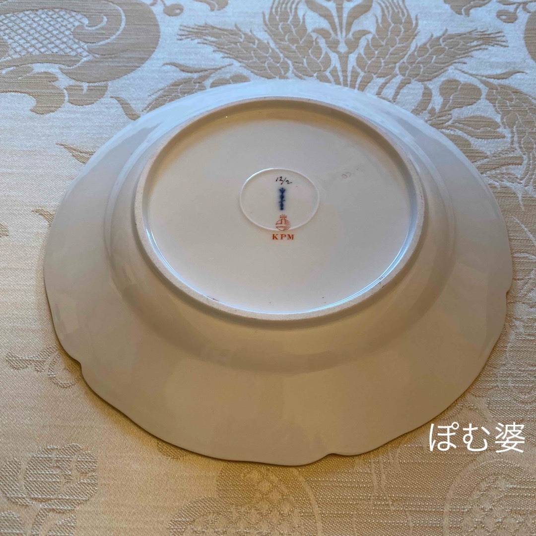 MEISSEN - 【KPMベルリン 】手描き 上金彩皿／メインがローズの