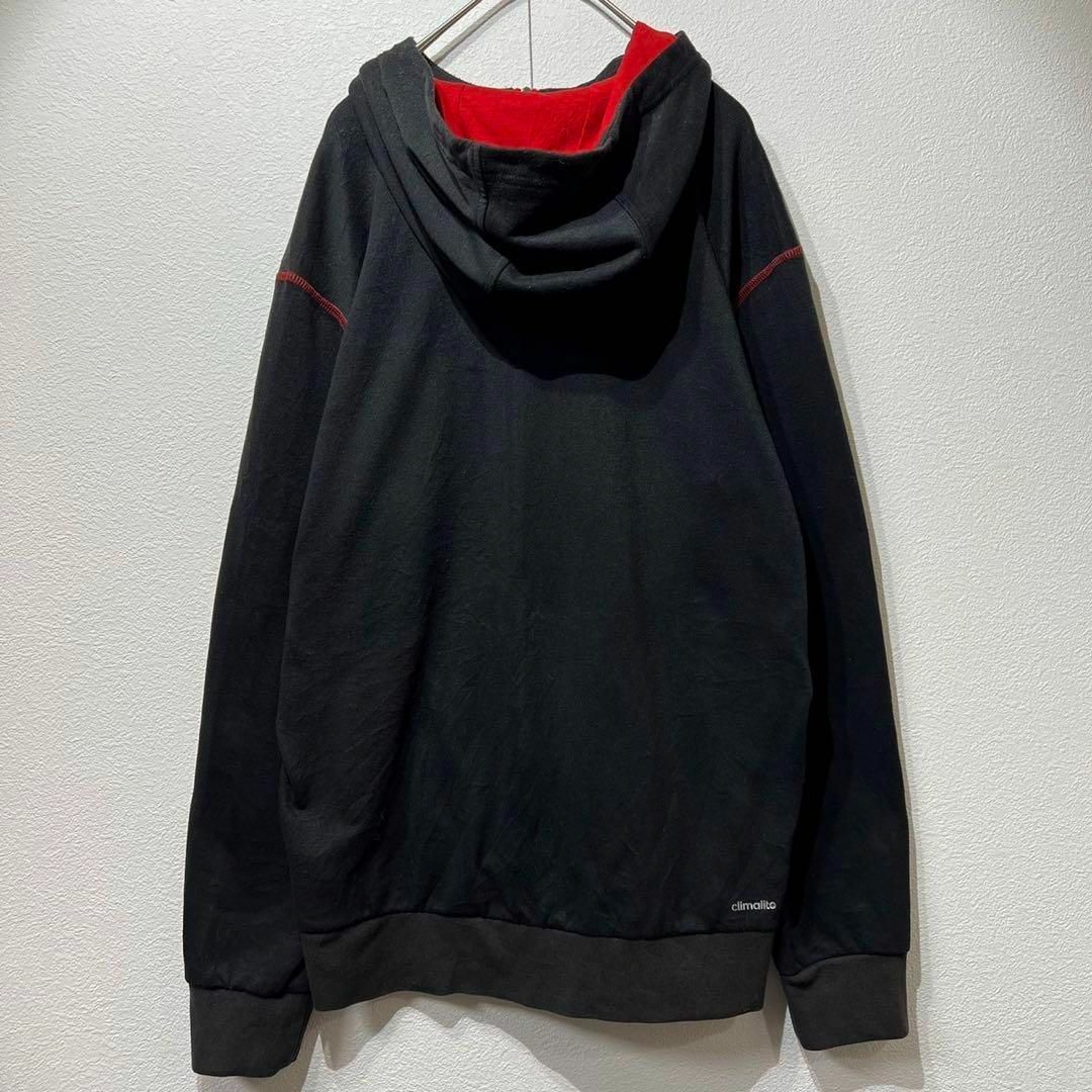 adidas - 【希少】90s adidas ロゴジップパーカー ブラック レッド 黒