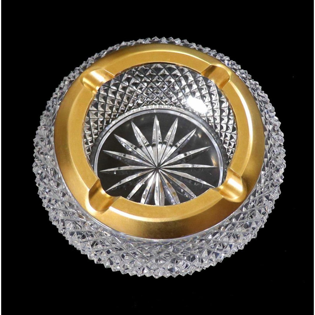 Baccarat - オールド・バカラ 特大サイズ800g 金彩装飾切子灰皿 小物