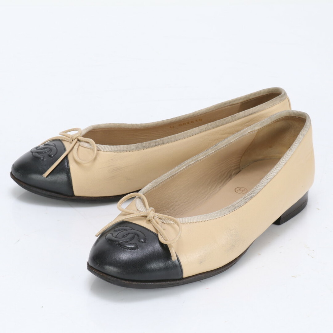 CHANEL - シャネル ココマーク リボン レザー バレエシューズ フラット