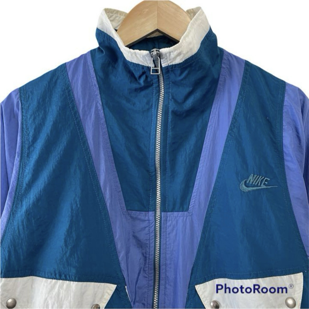 NIKE - 90s NIKE ナイキ スウッシュ 刺繍 銀タグ ジップ ナイロン